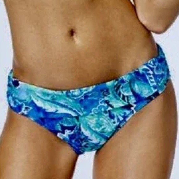 EUC Lauren Ralph Lauren Exotic Paisley Solids Hipster Swim Bottom Size 14 - Picture 1 of 9